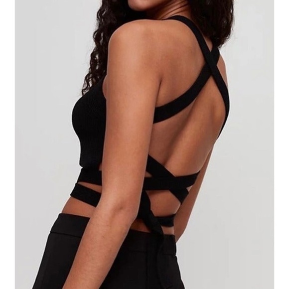 NWOT ARITZIA WILFRED Cayenne Tie-Back Tank in Black - Picture 2 of 3